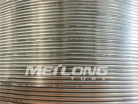 Ντούμπλεξ 2507 σπείρα ASTM A269 304 σωλήνων χάλυβα Hydraaling γραμμή ελέγχου τριχοειδών σωλήνων ανοξείδωτου