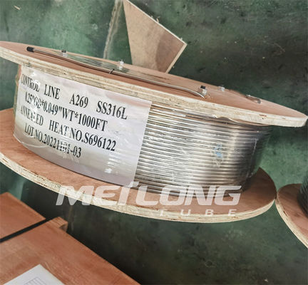 Τριχοειδής γραμμή ASTM A269 κραμάτων νικελίου 12000 μέτρα κουλουριασμένων τριχοειδές αγγείο γεωθερμικών σωληνώσεων